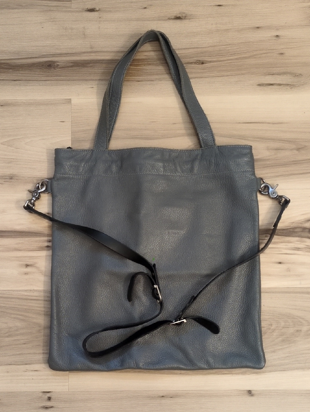 Pristine Dean Soft Leather Tote Gray With Removable Crossbody Strap Made In L.A.